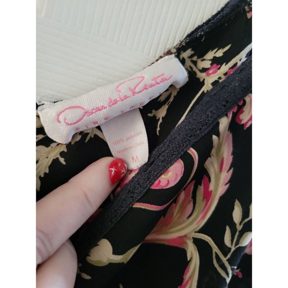 Oscar de la renta Pink Label Black Rose print baby doll Camisole size Meduim - Picture 4 of 7